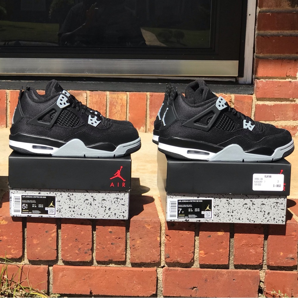 Air Jordan Retro 4 Black Canvas “Steel” GS Size 4.5Y/ 6W - Picture 1 of 16